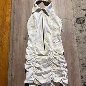 Sabora White Striped Collared Dress